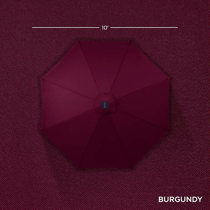 Best Choice Products 10ft Solar Polyester LED Lighted Patio Umbrella w/Tilt Adjustment and UV-Resistant Fabric - Burgundy