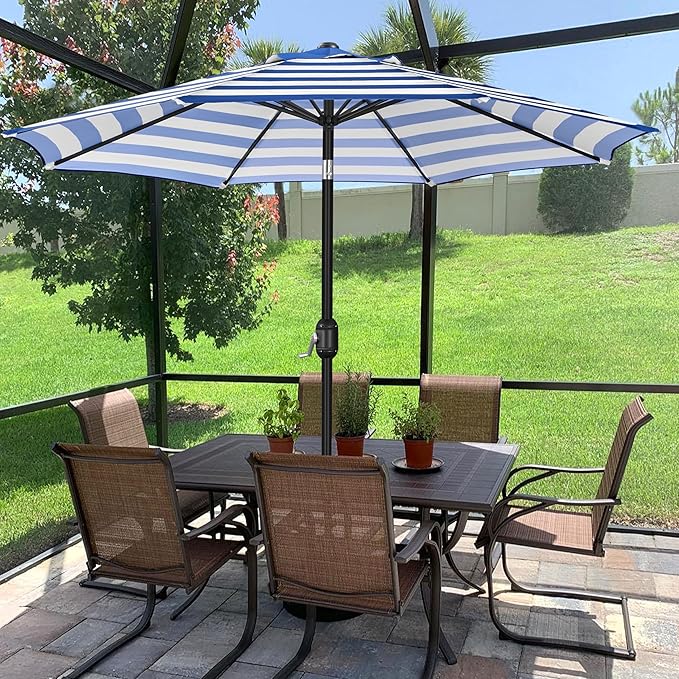 Yaheetech 9FT Outdoor Patio Umbrella, Outdoor Table Umbrella with Push Button Tilt and Crank?Market Umbrella with 8 Sturdy Ribs UV Protection Waterproof for Garden, Deck, Backyard, Pool