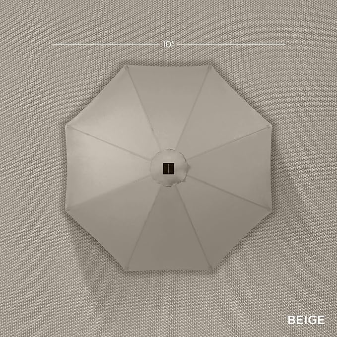 Best Choice Products 10ft Solar Polyester LED Lighted Patio Umbrella w/Tilt Adjustment and UV-Resistant Fabric - Beige