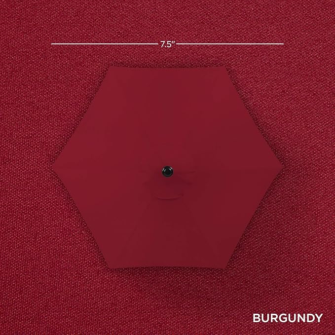 Best Choice Products 7.5ft Outdoor Solar Market Table Patio Umbrella for Deck, Pool w/Tilt, Crank, LED Lights - Burgundy