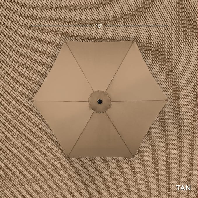 Best Choice Products 10ft Outdoor Steel Polyester Market Patio Umbrella w/Crank, Easy Push Button, Tilt, Table Compatible - Tan