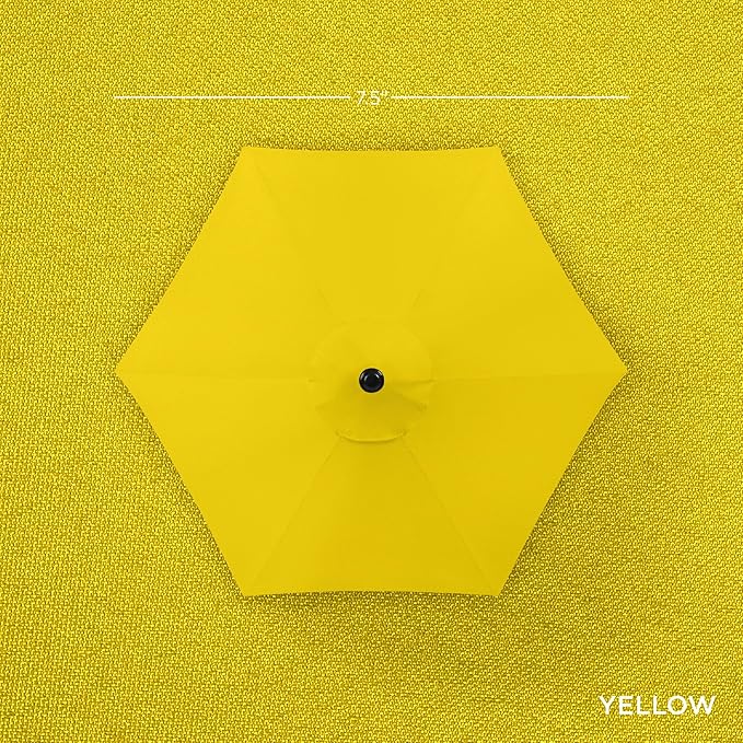 Best Choice Products 7.5ft Heavy-Duty Round Outdoor Market Table Patio Umbrella w/Steel Pole, Push Button Tilt, Easy Crank Lift - Yellow