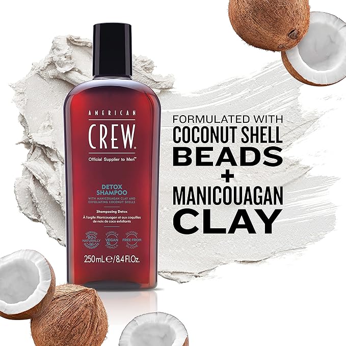 American Crew Detox Shampoo for Men, Naturally Derived, Vegan Formula, Citrus Mint Fragrance, 33.8 Fl Oz
