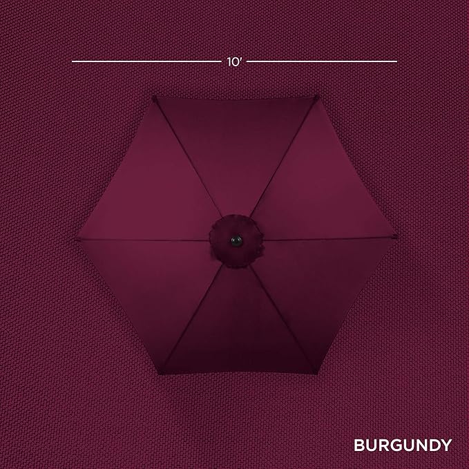 Best Choice Products 10ft Outdoor Table Compatible Steel Polyester Market Patio Umbrella w/Crank and Easy Push Button Tilt - Burgundy