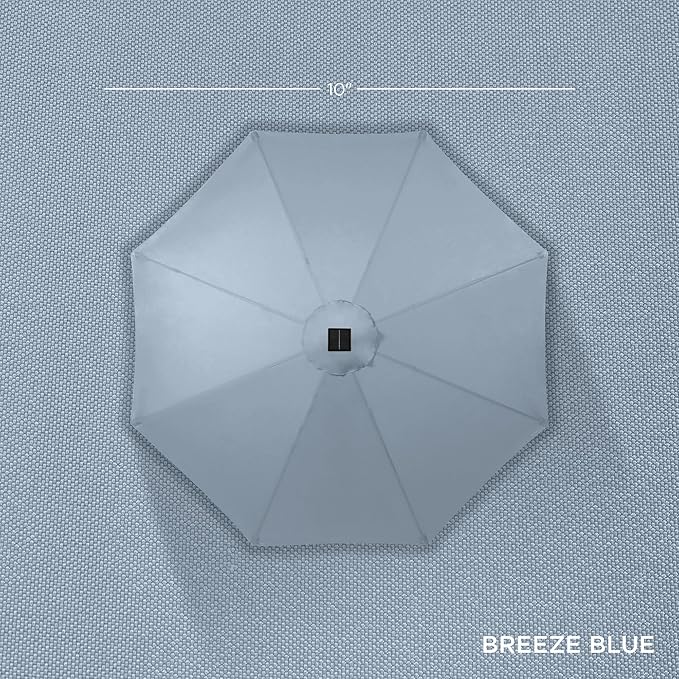 Best Choice Products 10ft Solar Polyester LED Lighted Patio Umbrella w/Tilt Adjustment and UV-Resistant Fabric - Breeze Blue