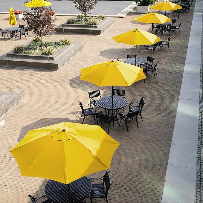 Yaheetech 9' Patio Umbrella, Market Table Umbrella w/8 Sturdy Ribs, Push Button Tilt/Crank,Outdoor Yard Sun Shade for Garden, Backyard and Pool, Yellow