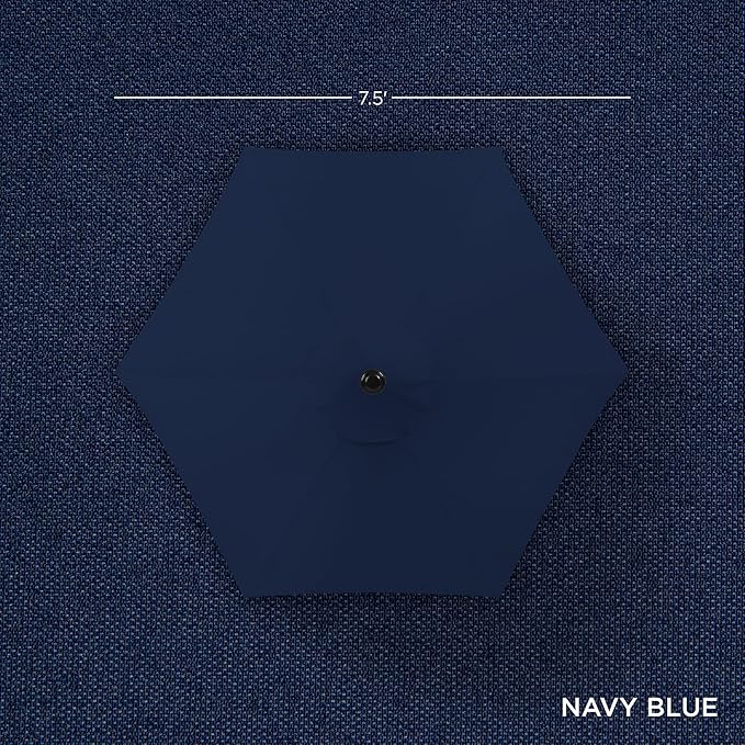 Best Choice Products 7.5ft Heavy-Duty Round Outdoor Market Table Patio Umbrella w/Steel Pole, Push Button Tilt, Easy Crank Lift - Navy Blue