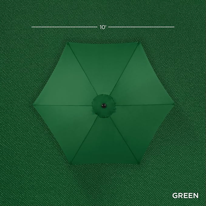 Best Choice Products 10ft Market Umbrella, Outdoor Sun Shade for Backyard, Deck, Poolside, Table w/Woodgrain Pattern, Easy Tilt & Crank - Green