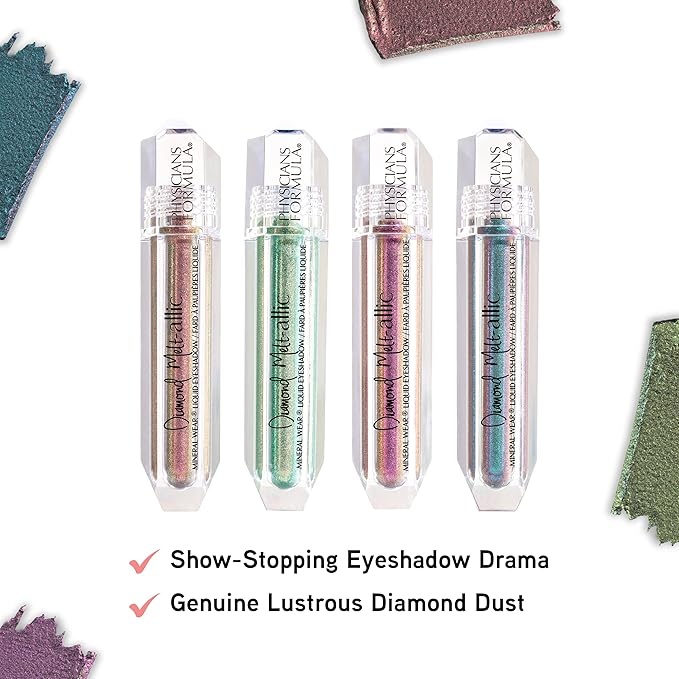 Cream Eyeshadow By Physicians Formula Mineral Wear Diamond Liquid Eyeshadow Metallic Shimmer, Golden Emerald Green