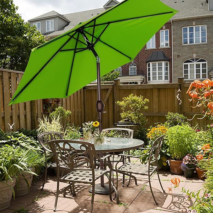 Blissun 7.5 ft Patio Umbrella, Yard Umbrella, Outdoor Market Umbrella with Push Button Tilt Crank, Lime