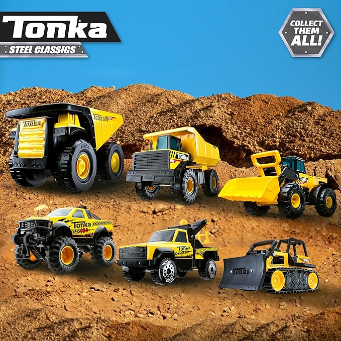 Tonka Steel Classics 4x4 Pickup Truck - Made with Steel & Sturdy Plastic, Yellow Toy Construction Truck, Boys and Girls, Kids, Toddlers, Ages 3+