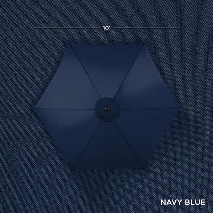 Best Choice Products 10ft Market Umbrella, Outdoor Sun Shade for Backyard, Deck, Poolside, Table w/Woodgrain Pattern, Easy Tilt & Crank - Navy Blue