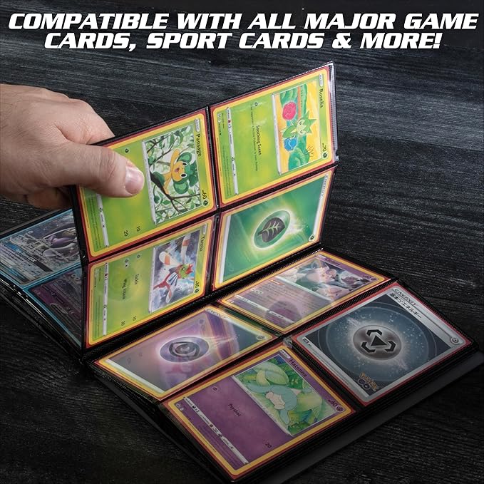 Monster 4 Pocket Trading Card Binder - Matte Sunflower Orange Album, Anti-Theft TCG Protection w Side Loading Padded Pockets, Double Sided, Holds 160 Cards, For Sports, Gaming, Kpop, Gift