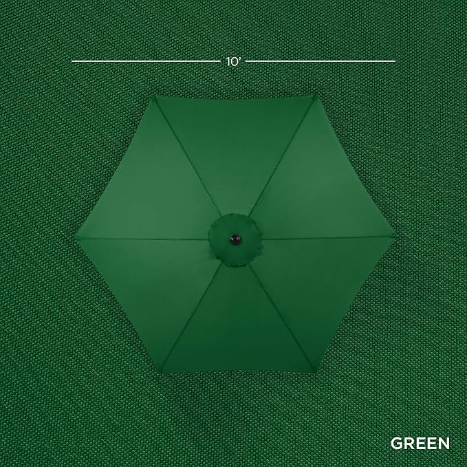 Best Choice Products 10ft Outdoor Steel Polyester Market Patio Umbrella w/Crank, Easy Push Button, Tilt, Table Compatible - Green