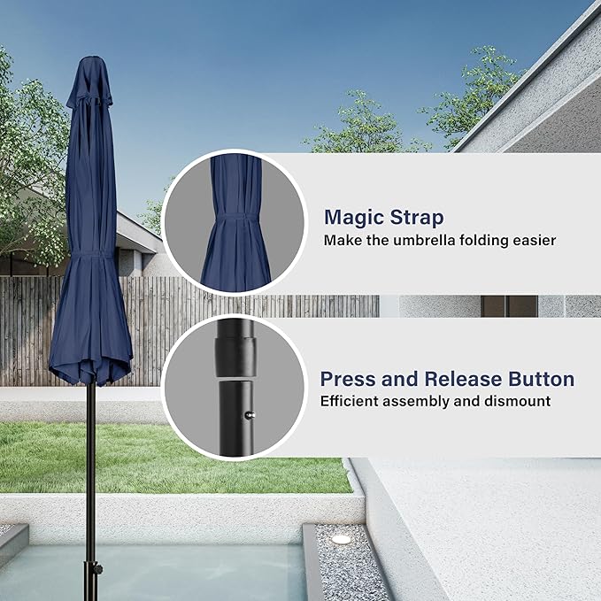 Simple Deluxe 9' Patio Umbrella Outdoor Table Market Yard Umbrella with Push Button Tilt/Crank