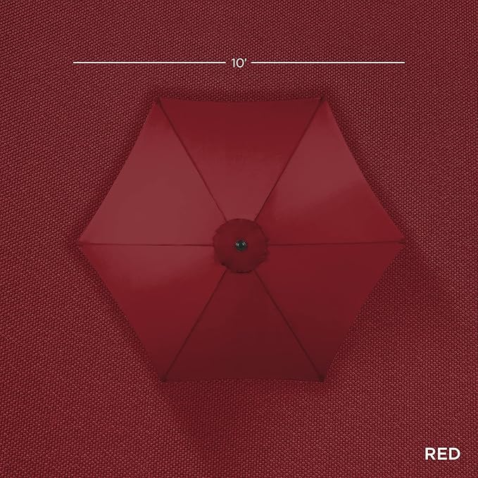 Best Choice Products 10ft Outdoor Steel Polyester Market Patio Umbrella w/Crank, Easy Push Button, Tilt, Table Compatible - Red