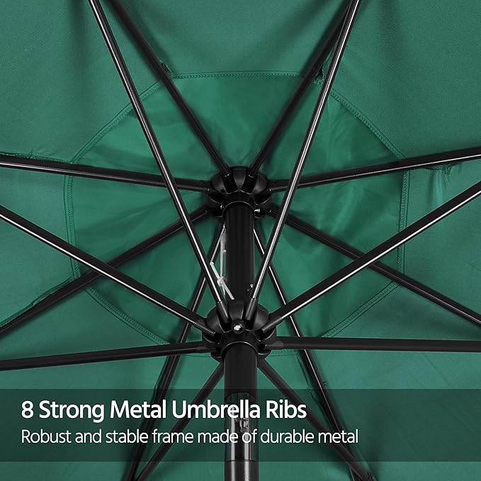 Yaheetech 10FT Patio Umbrella Outdoor Umbrella Patio Yard Market Table Umbrella with Push Button Tilt & Crank for Garden/Beach/Lawn/Deck/Backyard/Pool, 8 Ribs, Dark Green