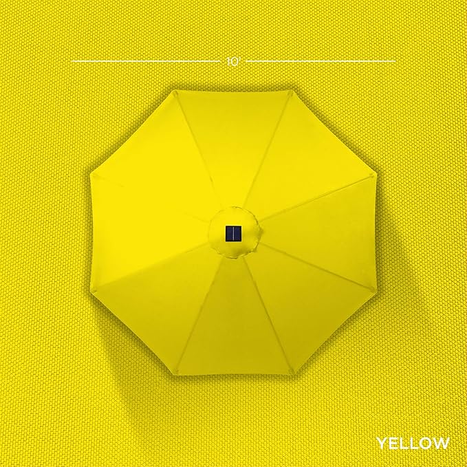 Best Choice Products 10ft Solar Polyester LED Lighted Patio Umbrella w/Tilt Adjustment and UV-Resistant Fabric - Yellow