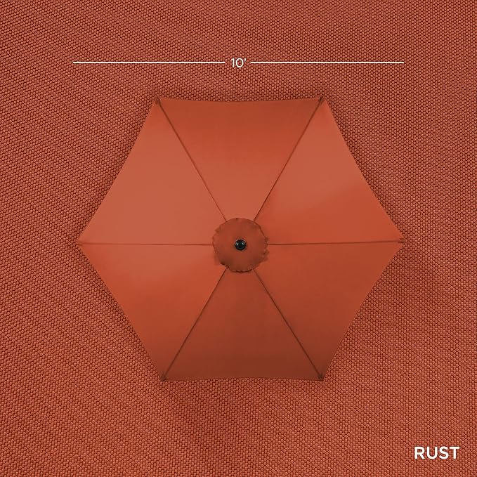 Best Choice Products 10ft Outdoor Steel Polyester Market Patio Umbrella w/Crank, Easy Push Button, Tilt, Table Compatible - Rust