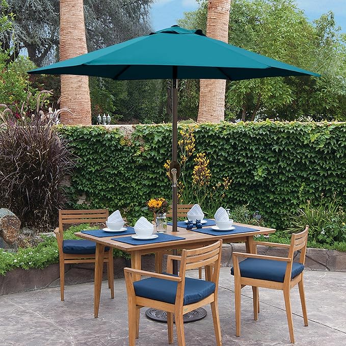 Blissun 7.5 ft Patio Umbrella, Yard Umbrella, Outdoor Market Umbrella with Push Button Tilt Crank (Cerulean)