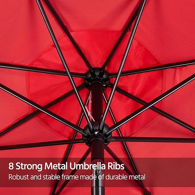 Yaheetech 10FT Patio Umbrella Outdoor Umbrella Patio Yard Market Table Umbrella with Push Button Tilt & Crank for Garden/Beach/Lawn/Deck/Backyard/Pool, 8 Ribs, Red