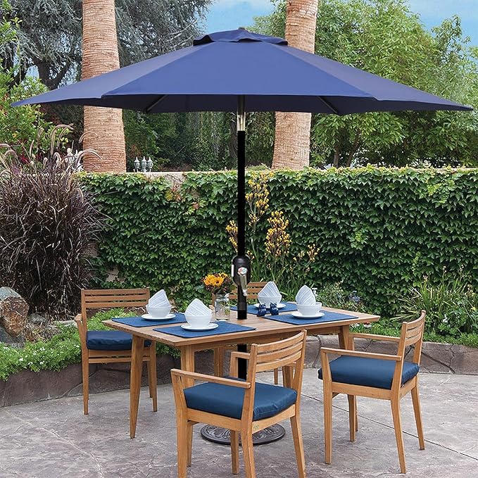 Blissun 7.5 ft Patio Umbrella, Yard Umbrella, Outdoor Market Umbrella with Push Button Tilt Crank (Navy Blue)