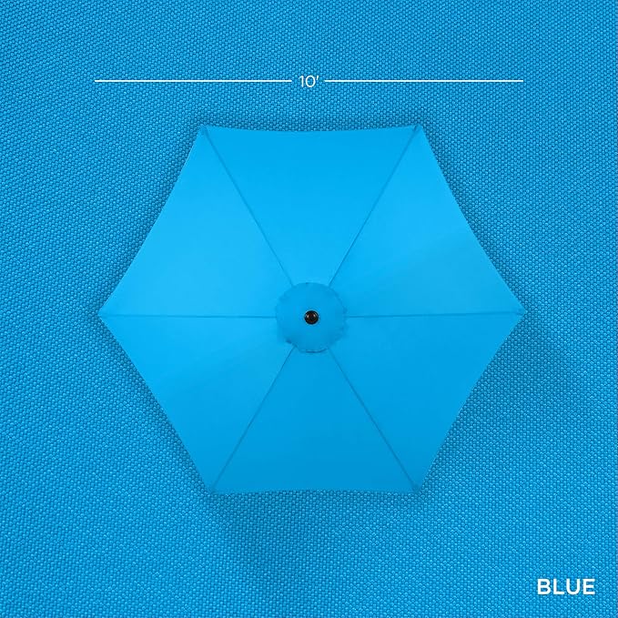 Best Choice Products 10ft Outdoor Steel Polyester Market Patio Umbrella w/Crank, Easy Push Button, Tilt, Table Compatible - Sky Blue