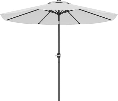 Greesum 9FT Patio Umbrella with Push Button Tilt and Crank, Outdoor Table Umbrella with 8 Sturdy Ribs, Market Table Parasol for Garden, Lawn, Backyard & Pool, Without Base, White
