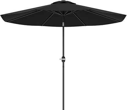 Greesum 9FT Patio Umbrella with Push Button Tilt and Crank, Outdoor Table Umbrella with 8 Sturdy Ribs, Market Table Parasol for Garden, Lawn, Backyard & Pool, Without Base, Black