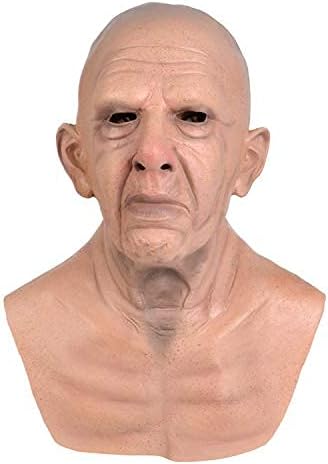 Realistic Old Man Mask Halloween Mask Scary Latex Old Man Grandpa Mask Halloween Wrinkle Face Mask