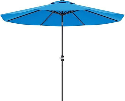 Greesum 9FT Patio Umbrella with Push Button Tilt and Crank, Outdoor Table Umbrella with 8 Sturdy Ribs, Market Table Parasol for Garden, Lawn, Backyard & Pool, Without Base, Light Blue