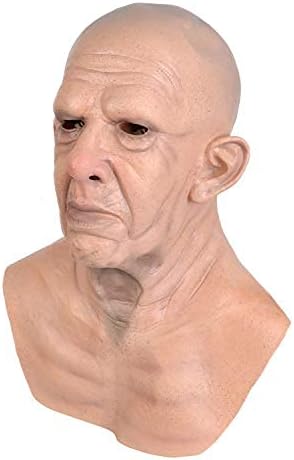Realistic Old Man Mask Halloween Mask Scary Latex Old Man Grandpa Mask Halloween Wrinkle Face Mask