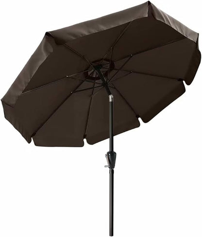 ABCCANOPY Patio Umbrella 10ft, Outdoor Table Umbrella with Push Button Tilt and Crank, 8 Ribs Umbrella for Patio Pool Garden Deck (Brown)