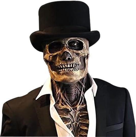 Skull Mask - Scary Full Head Skeleton Headgear - Realistic Halloween Cosplay Latex Horror Mask