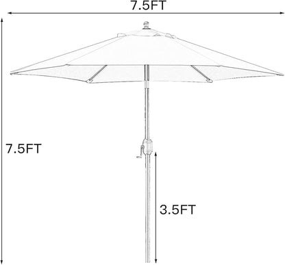 Sunnyglade 7.5' Patio Umbrella Outdoor Table Market Umbrella with Push Button Tilt/Crank, 6 Ribs (Teal Blue)