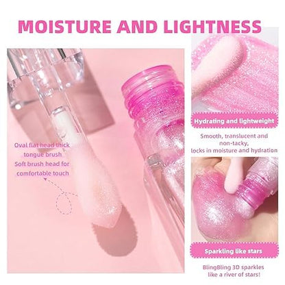 Magic Color Changing Moisturizing Lip Glow Oil Plumping Glimmer Glow Lipstick,Long Lasting Moisturizing Non-sticky Fresh Texture Lip Oil, Hydrating Lip Gloss Lip Balm Transparent Lip Care(2PCS)