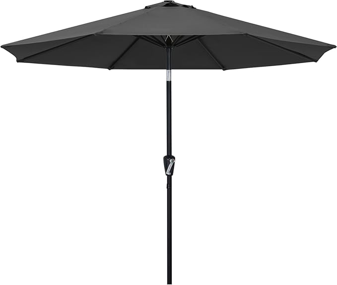 ABCCANOPY 9FT Outdoor Patio Umbrella, 8 Ribs Table Umbrella w/Crank for Easy Set Up, Suitable for Garden, Lawn, Deck & Backyard (Dark Gray)