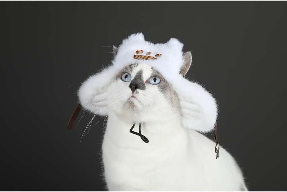 Newcos Monster Wilds Hunter Airu Costume for Cats Cosplay Pet Supplies Costume Accessories Hat Cap Halloween Suit White (Cats Hat, Medium(30-33cm))
