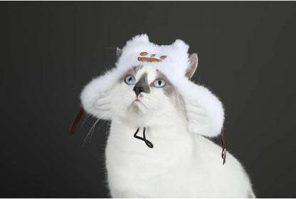 Newcos Monster Wilds Hunter Airu Costume for Cats Cosplay Pet Supplies Costume Accessories Hat Cap Halloween Suit White (Cats Hat, Small(26-29cm))