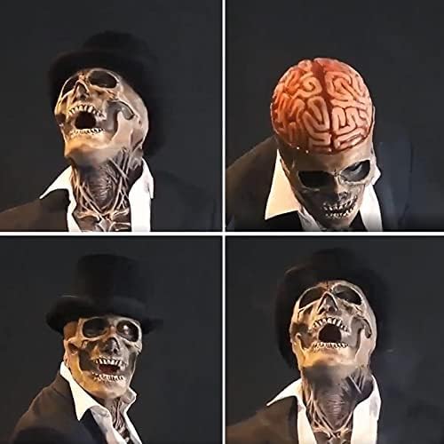 Skull Mask - Scary Full Head Skeleton Headgear - Realistic Halloween Cosplay Latex Horror Mask