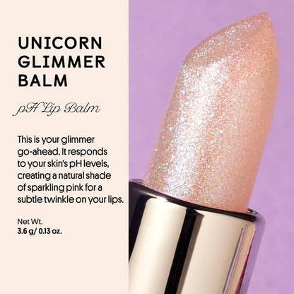 Winky Lux Glimmer Balm, pH, Color Changing Lipstick and Tinted Lip Balm, Vegan & Cruelty Free Lip Balm, Hydrate & Plump, Sheer Pink Lipstick, Unicorn & Rose