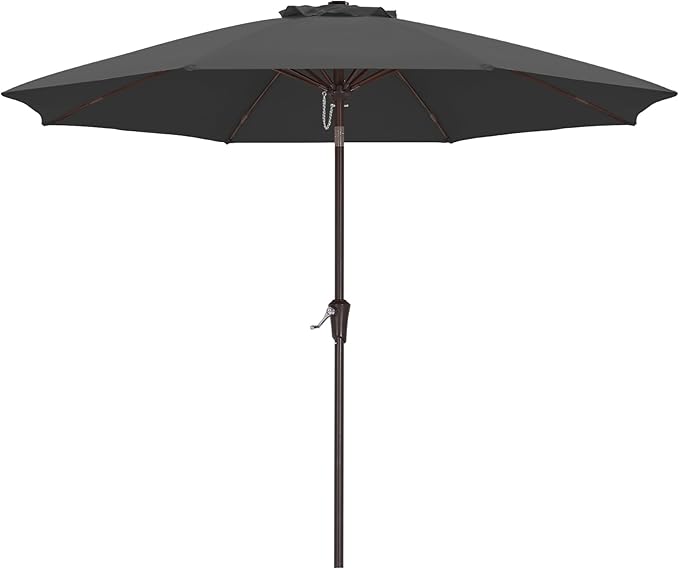 ABCCANOPY 11FT Patio Umbrella, Outdoor Waterproof Table Umbrella with Push Button Tilt and Crank, 8 Ribs UV Protection Pool Umbrella for Garden, Lawn, Deck & Backyard (Dark Gray)