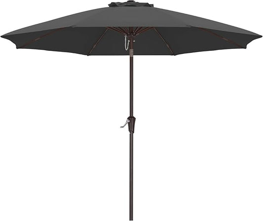 ABCCANOPY 11FT Patio Umbrella, Outdoor Waterproof Table Umbrella with Push Button Tilt and Crank, 8 Ribs UV Protection Pool Umbrella for Garden, Lawn, Deck & Backyard (Dark Gray)