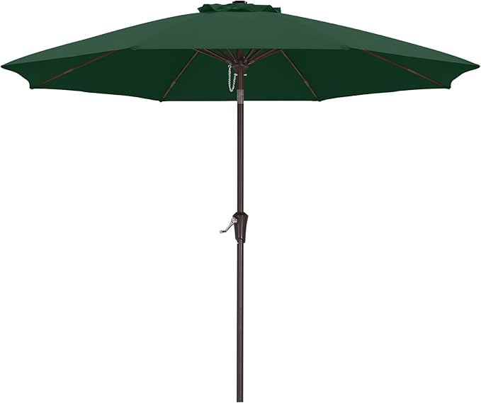 ABCCANOPY 9FT Outdoor Patio Umbrella, 8 Ribs Table Umbrella w/Crank for Easy Set Up, Suitable for Garden, Lawn, Deck & Backyard (Forest Green)
