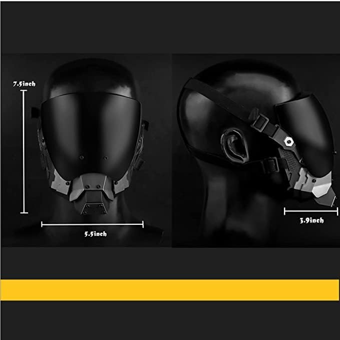 Punk Helmet Half Face Mask/Techwear Mask/Mechanical Mask，Cosplay Samurai Horns Masks Halloween Party Coolplay Gifts
