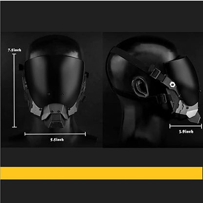 Punk Helmet Half Face Mask/Techwear Mask/Mechanical Mask，Cosplay Samurai Horns Masks Halloween Party Coolplay Gifts