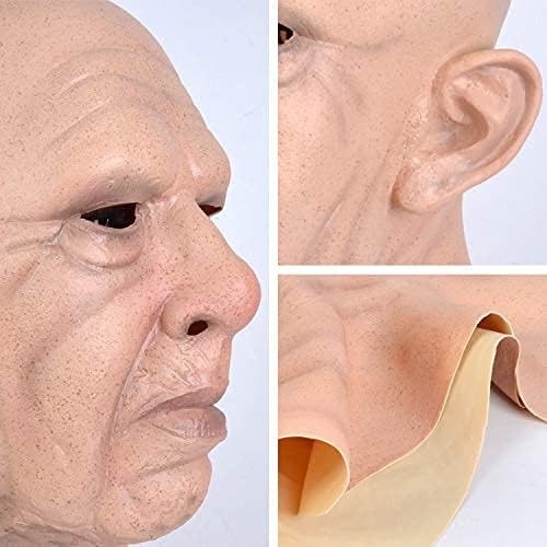 Realistic Old Man Mask Halloween Mask Scary Latex Old Man Grandpa Mask Halloween Wrinkle Face Mask