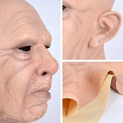 Realistic Old Man Mask Halloween Mask Scary Latex Old Man Grandpa Mask Halloween Wrinkle Face Mask