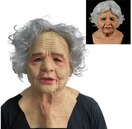Halloween Mask Realistic Old Man Mask Creepy Human Latex Mask,Scary Wrinkle Halloween Cosplay Costume Mask Party Props