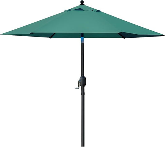 Sunnyglade 7.5' Patio Umbrella Outdoor Table Market Umbrella with Push Button Tilt/Crank, 6 Ribs (Dark Green)